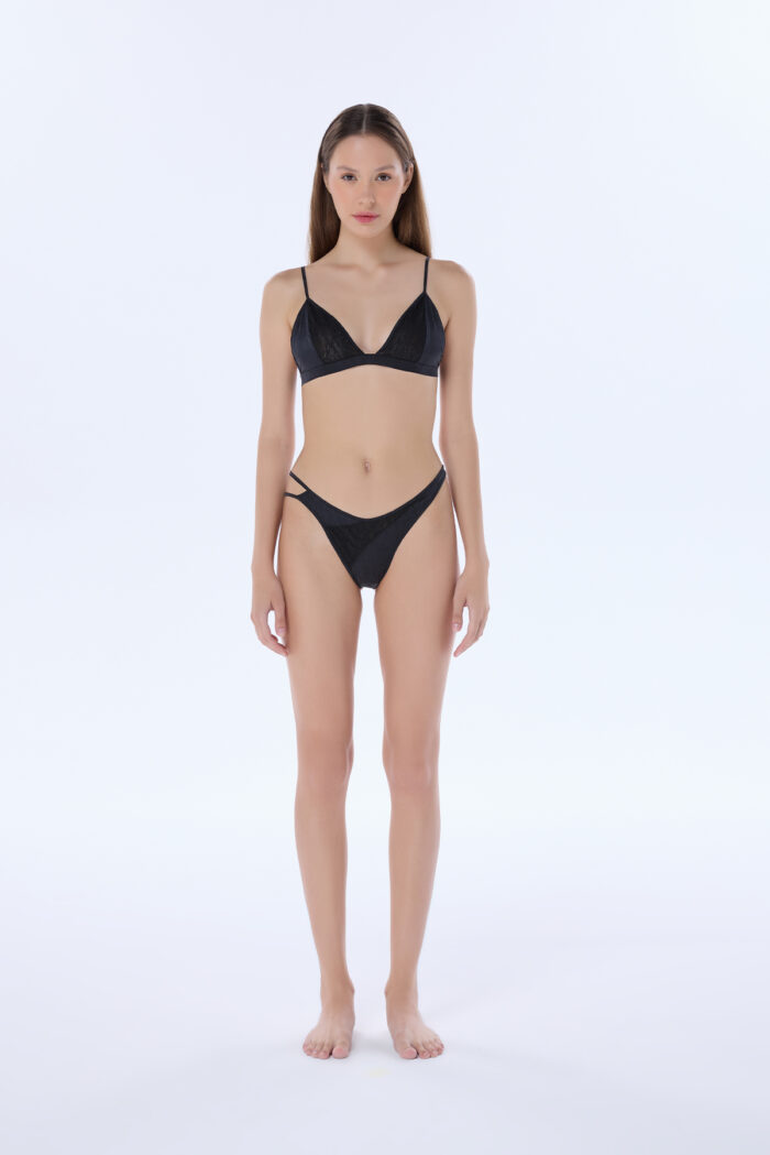 adele gray silk and lace triangle bra